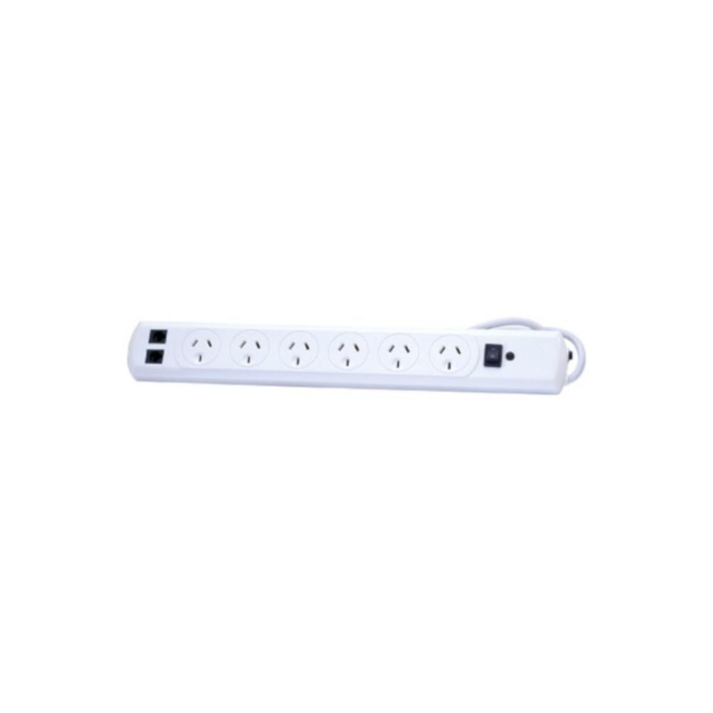 PT0888 — 6‑Outlet Surge‑Protected Powerboard