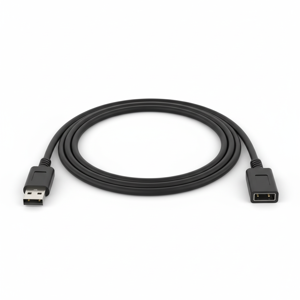 USB 2.0 A Male to Female Cable - Black 3m