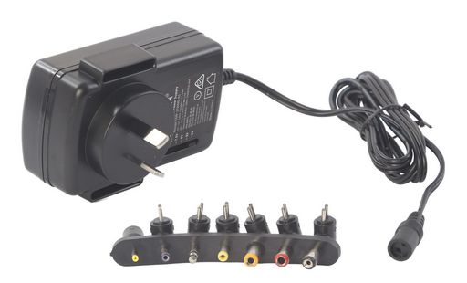 Universal 3–12V 2.5A switchmode AC adaptor (Vanson SMP-27WME)
